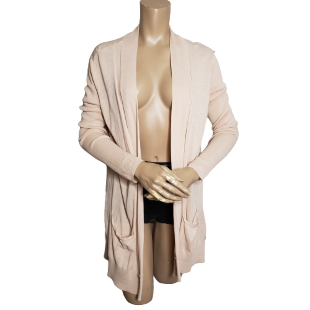 AX Armani Exchange Womens Cotton Long Sleeve Cardigan Sweater Peach Pink Size L